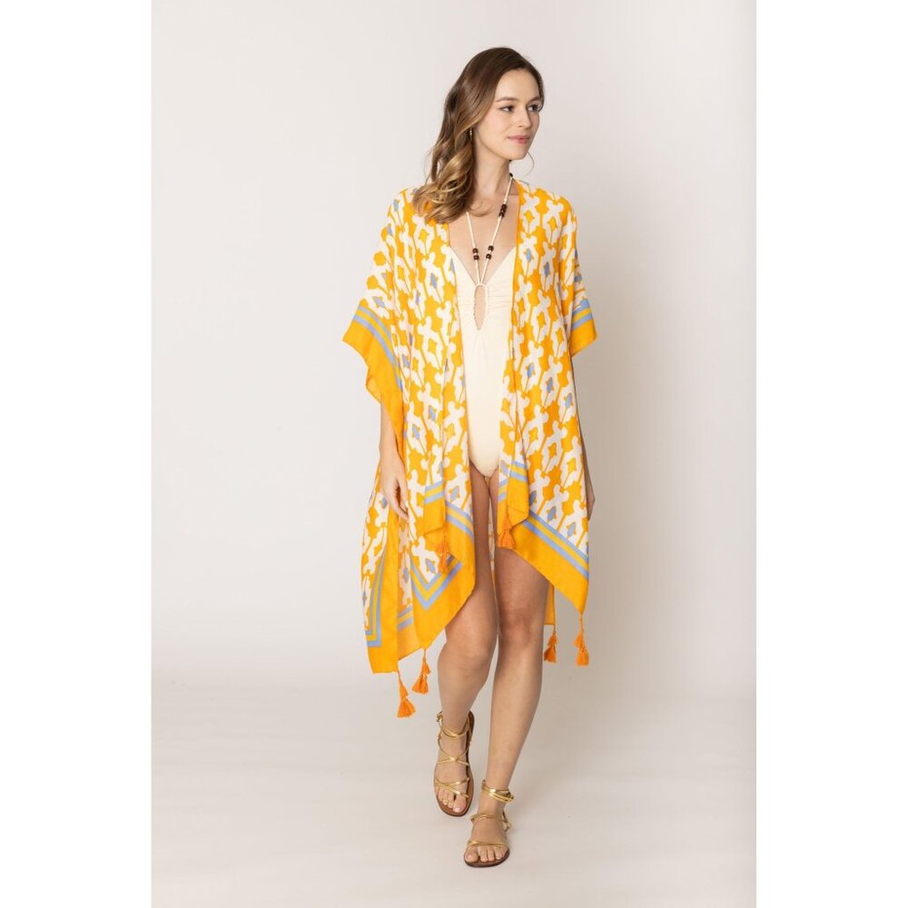 DIONA J TILE PRINT KIMONO ONE SIZE COLOR ORANGE